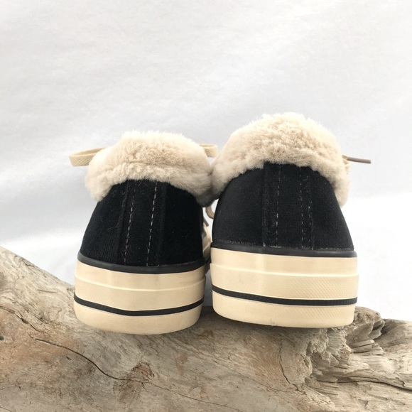 Beier Velvet Black Sneakers Flats Loafers Slipons Faux Fur Trim size 6.5 - Picture 4 of 8